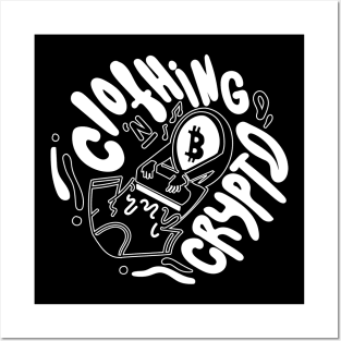 Clothing 'n Crypto Logo - white Posters and Art